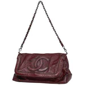 CHANEL Coco Mark Chain Shoulder Bag, One-Shoulder Leather, Red, Women's